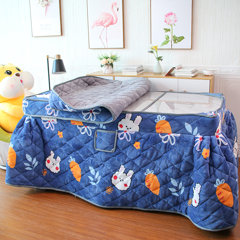 长方形桌面揭盖裙摆款烤火被加绒加厚取暖罩冬季电U暖桌罩电桌炉