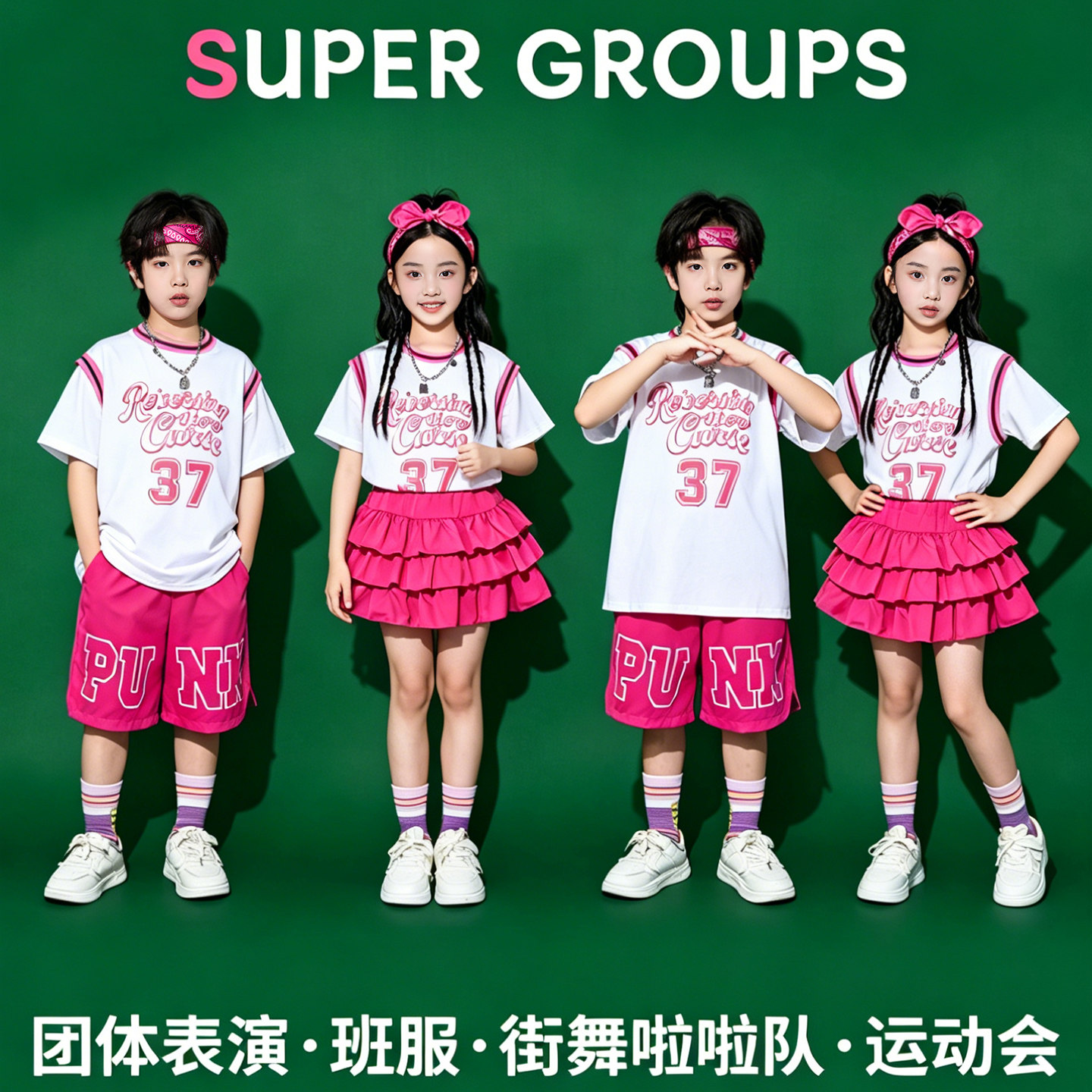 六一儿童啦啦队演出服小学生运动会班服幼儿园爵士舞街舞表演服装