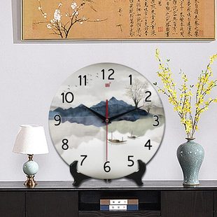 承沁新中式陶瓷钟表摆件创意时钟客厅挂钟座钟静音台钟大数字摆钟