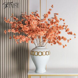 简约轻奢电镀陶瓷花插大花样板房客厅酒店玄关摆件瓷器插花水培