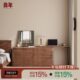 良年家具伸缩带柜书桌斗柜梳妆台一体桌黑胡桃卧室北欧轻奢小户型