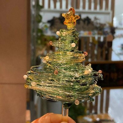 玻璃拉丝圣诞树桌面摆件淄博琉璃装饰品礼盒圣诞节礼物送男女朋友