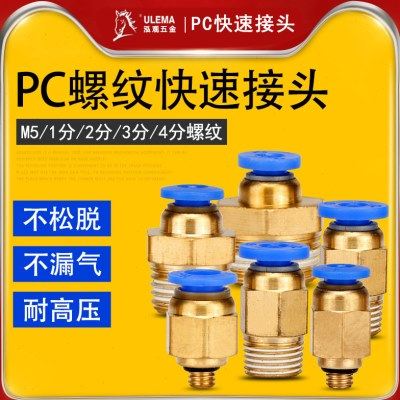 气动快速接头工具元件气管螺纹直通快插PC4-6-8-10-12-01020304M5