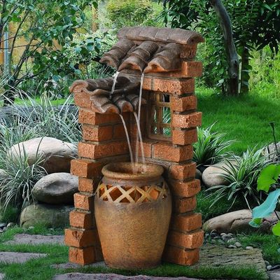 户外庭院装饰流水摆件乡村民宿花园鱼池循环水景中式餐厅开业造景