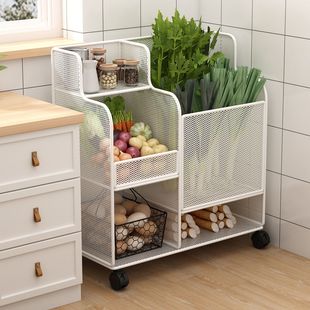 加厚厨房锅架多层置物架落地式带轮家用蔬菜放锅架子多功能移动锅