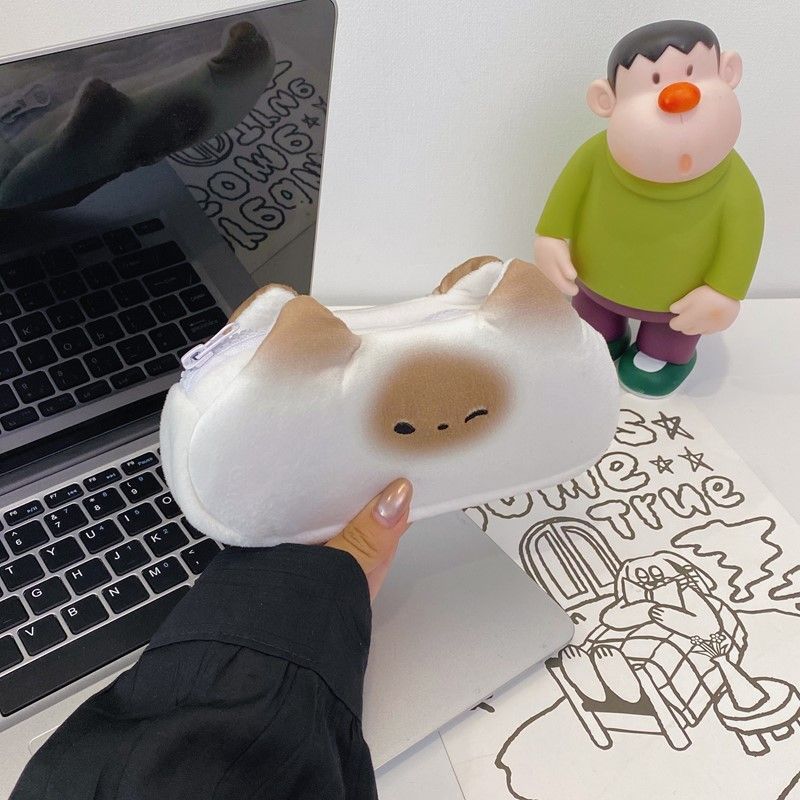 卡通烤面包毛绒笔袋可爱ins高颜值学生文具盒儿童软乎乎收纳袋