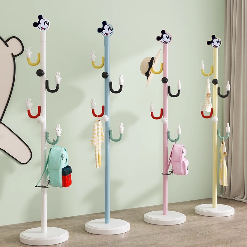 多巴胺挂衣架彩色卡通儿童书包衣服收纳架客厅卧室落地简约衣帽架