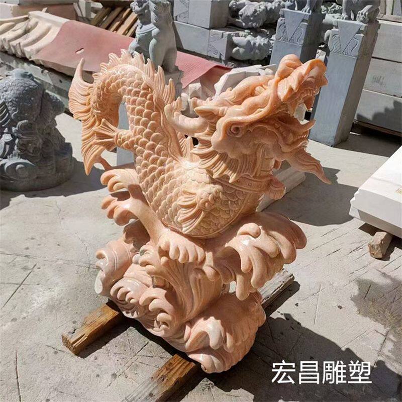 定制石雕喷水龙鱼雕塑别墅庭院养鱼池摆件广场喷泉流水景观装饰品