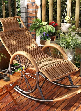 摇椅藤椅摆件老人逍遥椅摆件落地摆件藤椅竹编摆件摇摇椅摆件躺椅