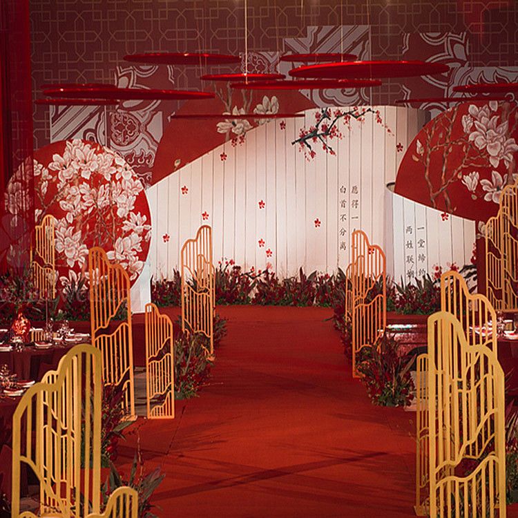 婚庆道具中式铁艺路引海誓山盟屏风复古婚礼现场布置舞台装饰摆件