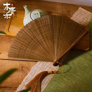 18cm中国风复古全竹蜻蜓原色折扇日用便携小巧易开合古典扇子