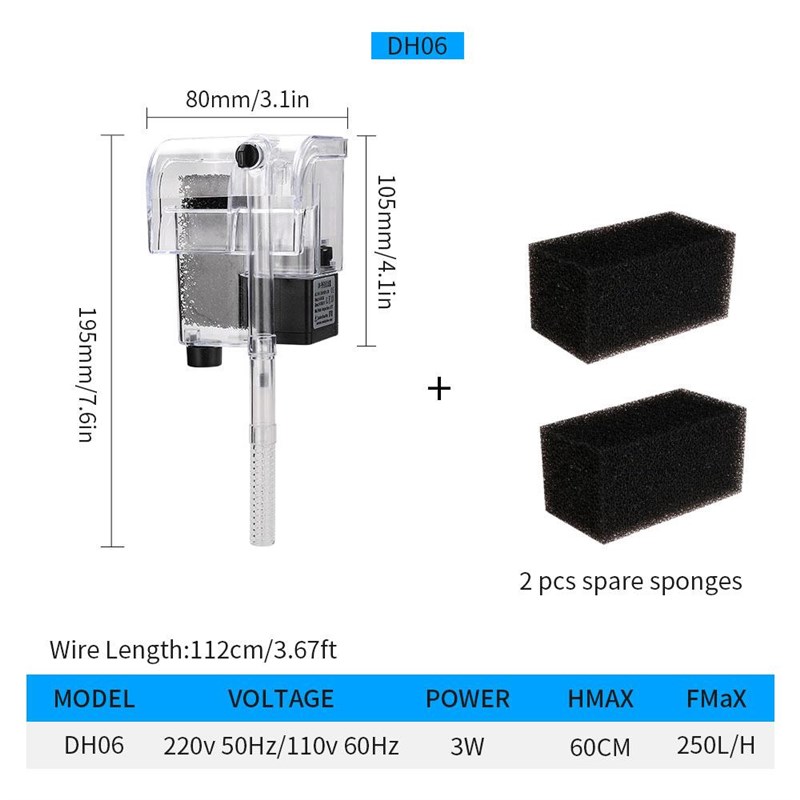 过滤器壁挂式瀑布过滤外置过滤器鱼缸氧泵小型乌龟缸滤Z棉油膜处