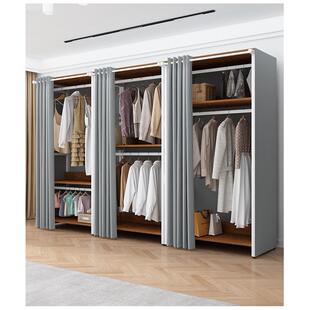 9U加厚45CM挂衣服防尘双层简易挂衣架落地卧室金属衣帽架开放式衣