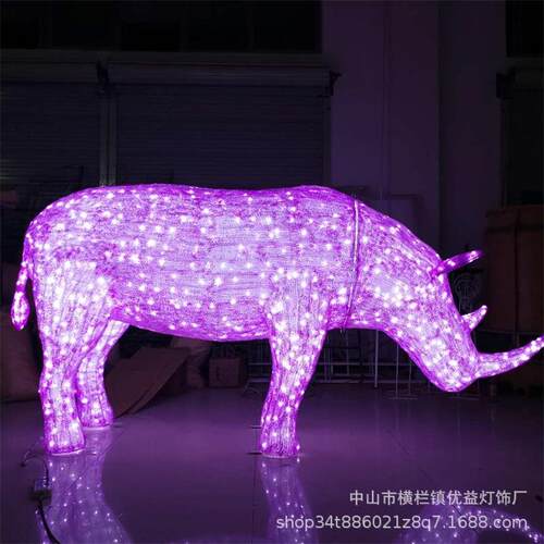 LED犀牛造型灯户外防水亚克力滴胶动物工程亮化节日装饰景观灯