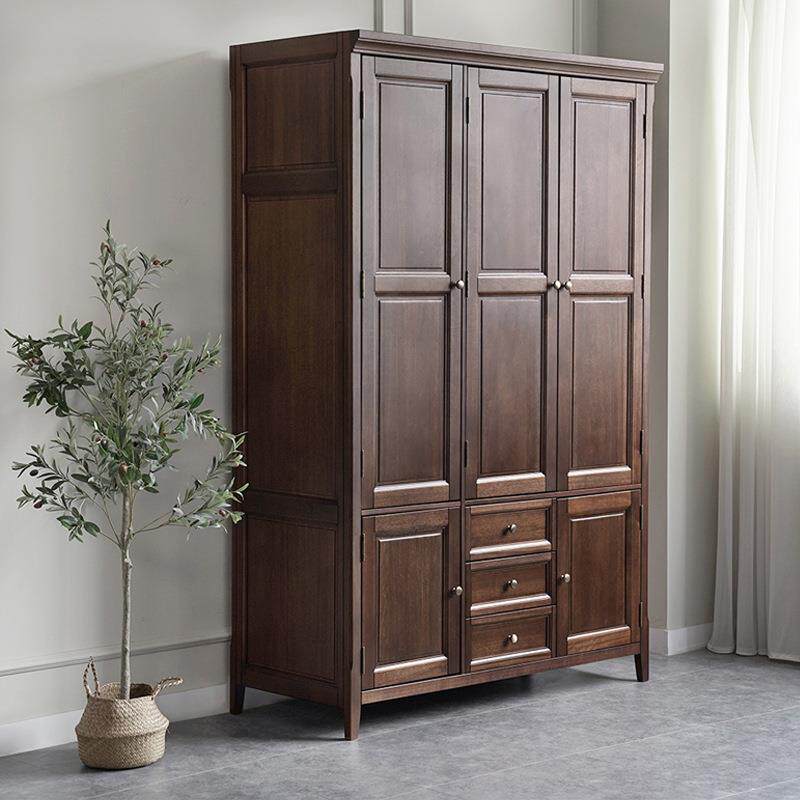 美式实木衣柜三门四门家用卧室储物柜全实木核桃木小户型成品衣橱