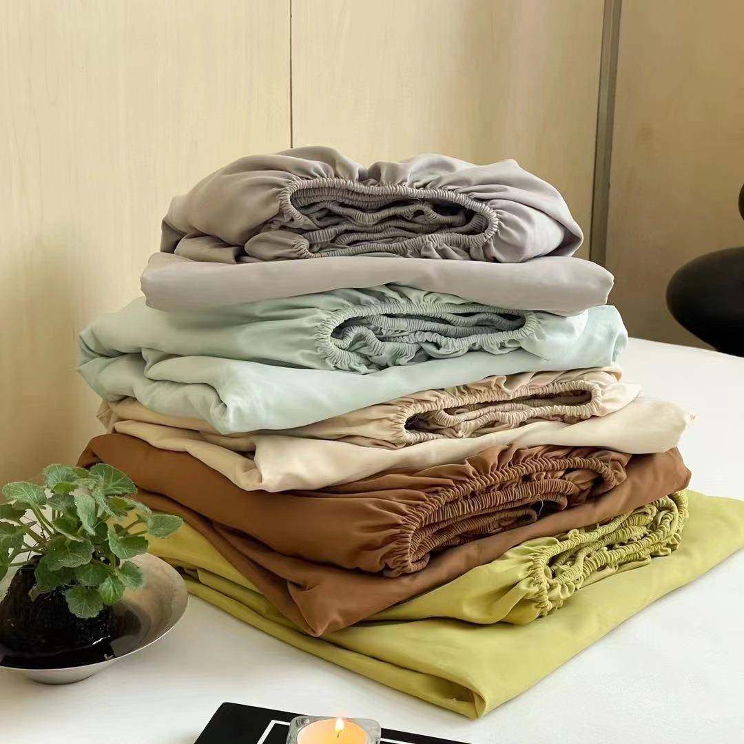 加厚100s全棉磨毛单品床笠床单100s长绒棉碳素磨毛纯色床护垫