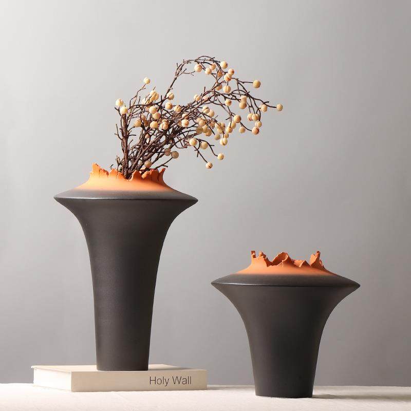 新中式创意飞碟陶瓷花瓶客厅茶室插花装饰品样板房软装磨砂黑摆件,自行车/骑行装备/零配件,更多零件/配件,淘宝优惠券,粉丝福利购,淘宝优惠卷