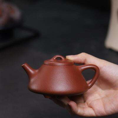 宜兴紫砂壶工堂原矿降坡石瓢140cc薄胎内推孔茶壶茶具原矿紫砂