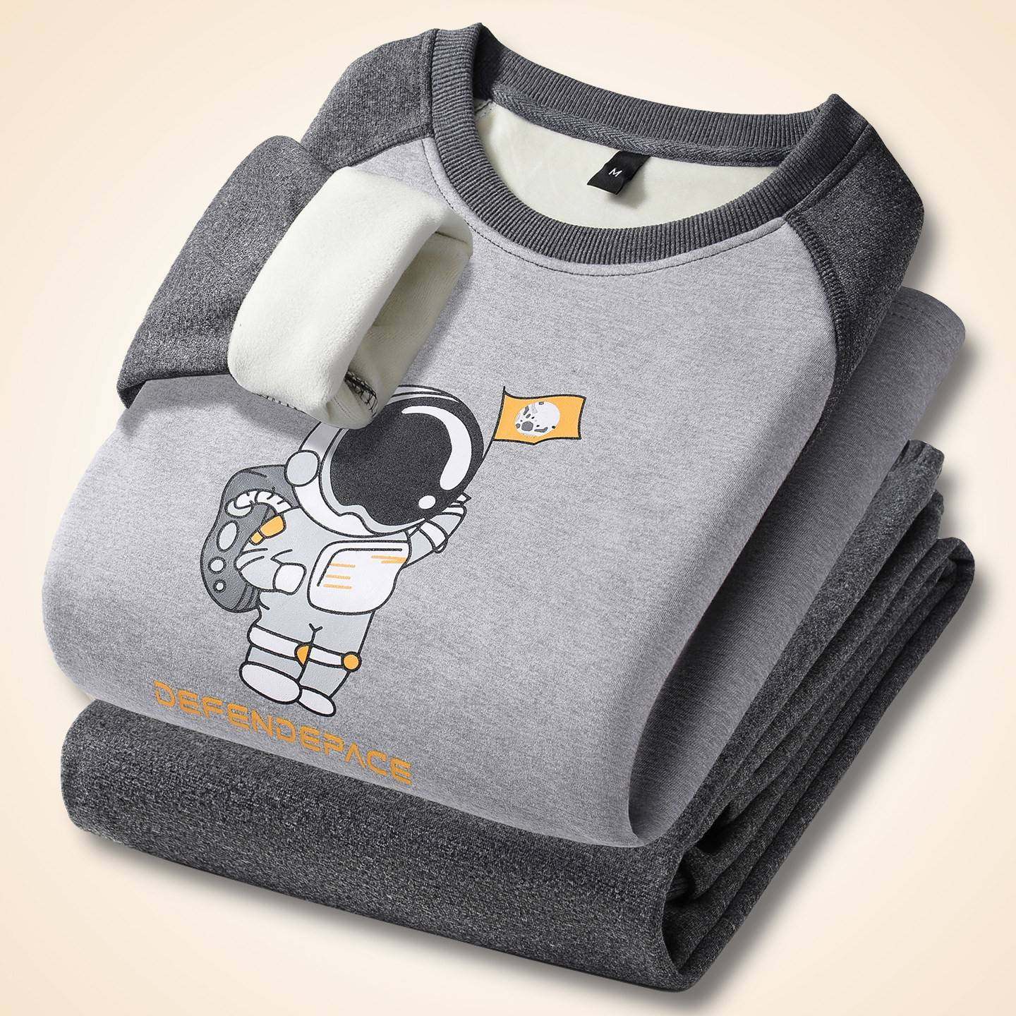 冬季保暖内衣男加绒加厚圆领青少年初高中学生可外穿秋衣秋裤套装,女士内衣/男士内衣/家居服,保暖套装,淘宝优惠券,粉丝福利购,淘宝优惠卷