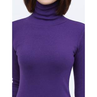 采购产品纯棉高领长袖下摆衬衫,秋冬风格的妇女内饰,大尺寸苗条