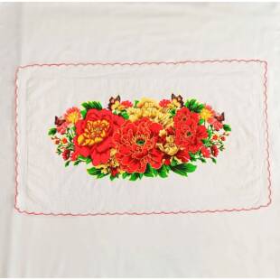 老式枕巾全棉少数民族包头巾活性印花帕子(银丝月牙边)80*48cm