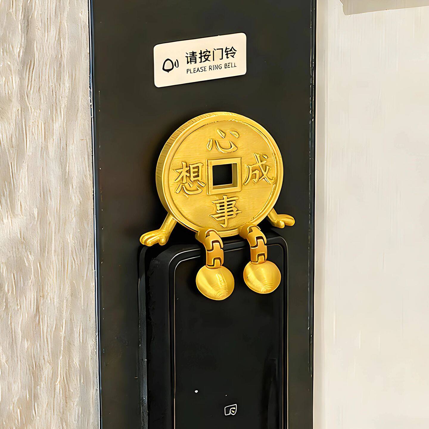 八方来财摆件新年装饰智能门锁桌面可视门铃玄关装饰氛围感布置