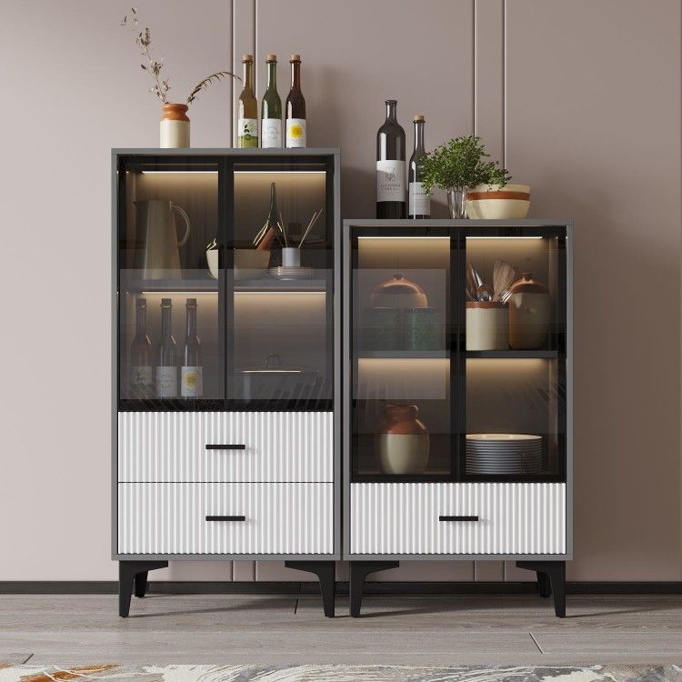 电视机侧边立柜轻奢客厅边柜电视侧柜简约现代储物收纳柜靠墙餐边