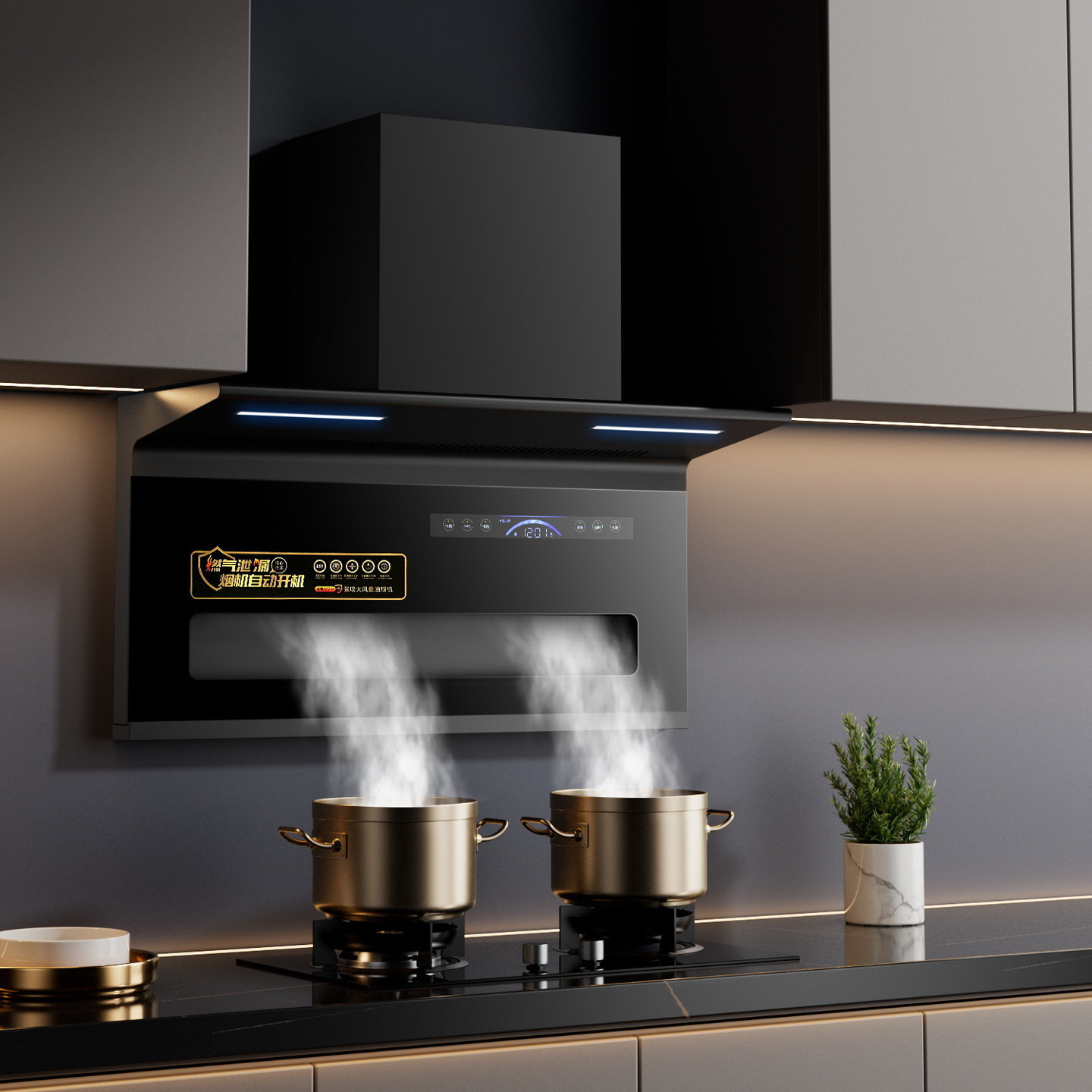 威力油烟机厨房家用声控顶侧双吸抽油烟机壁挂式大吸力吸油烟机