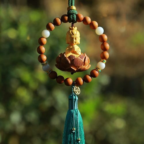 汽车挂件车内吊饰高档车载后视镜观音檀香吊坠挂饰品男女士保平安