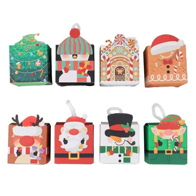 8/16Pc Christmas Candy Box Cartoon Gingerbread House Cookie