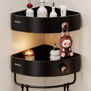 模范夫人浴室置物架免打孔卫生间中古风三角篮厕所墙上收纳转角架