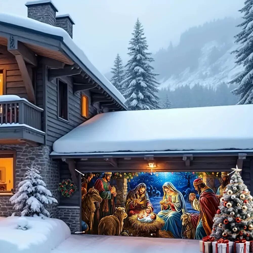 1pc Merry Christmas Garage Door polyester Festival banner f