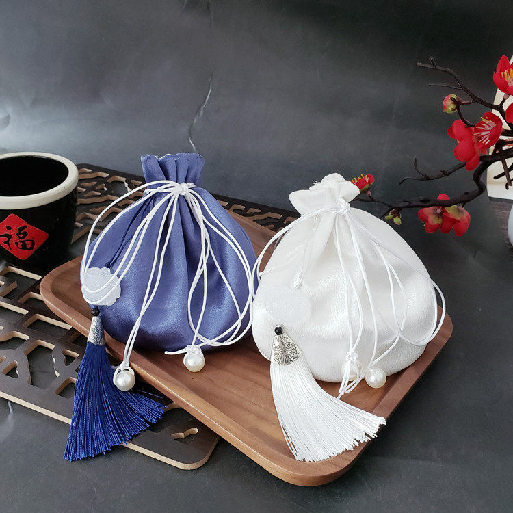 文艺迷你古风荷包中国结流苏锦缎小香包挂件香袋汉服配饰锦囊空袋