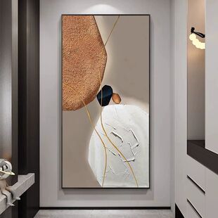 大芬村石来运转手绘油画入户玄关装饰画现代简约走廊过道肌理画