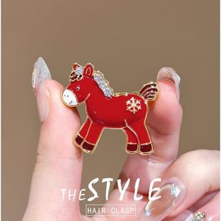 小红马胸针网红时尚 生肖红色小马驹胸针女马年水钻别针节日创意