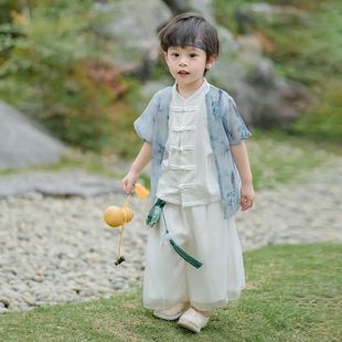 儿童汉服男童夏季中国风宝宝唐装男孩中式薄款古装套装六一演出服