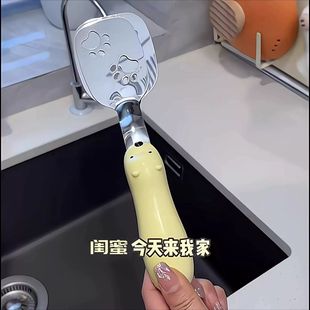 不锈钢煎铲家用小熊二合一可翻面小夹子双层烧烤牛排铲煎鱼夹神器