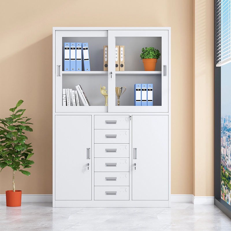 加厚钢制文件柜1180宽中六斗抽屉钢制资料柜财务柜a4办公室档案柜