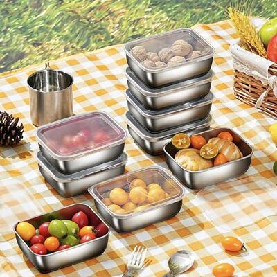 Stainless Steel Food Storage Container with Lid 5 Counts