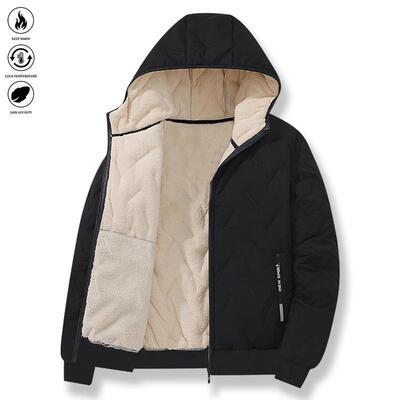 Men's Warm Fleece Jacket with Hood Winter Coat Suitable for