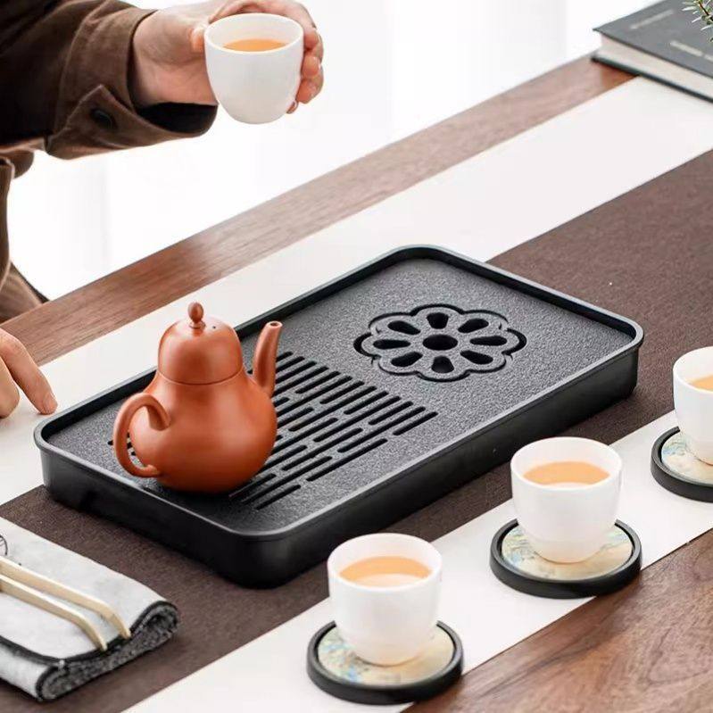 梅花仿乌小型金石家用茶盘托盘高档客厅茶海茶具干泡沥水密胺