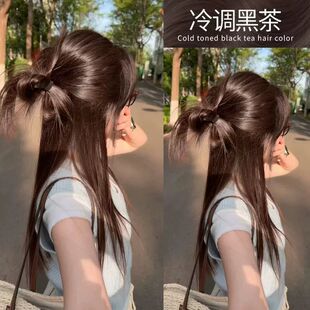 冷调黑茶色染发剂自己在家染发泡泡沫天然植物纯膏女无刺激正品牌