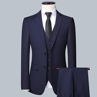 High Quality Blazer Waistcoat Trousers Men Simple Business