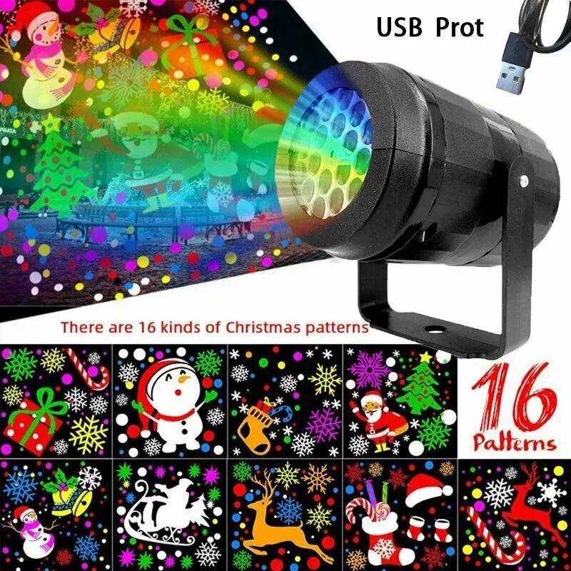 Christmas Window Projector LED Snowflake Snow Elk Laser Proj