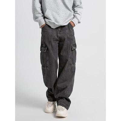Men's Casual Jeans With Multiple Pockets Straight Tube
