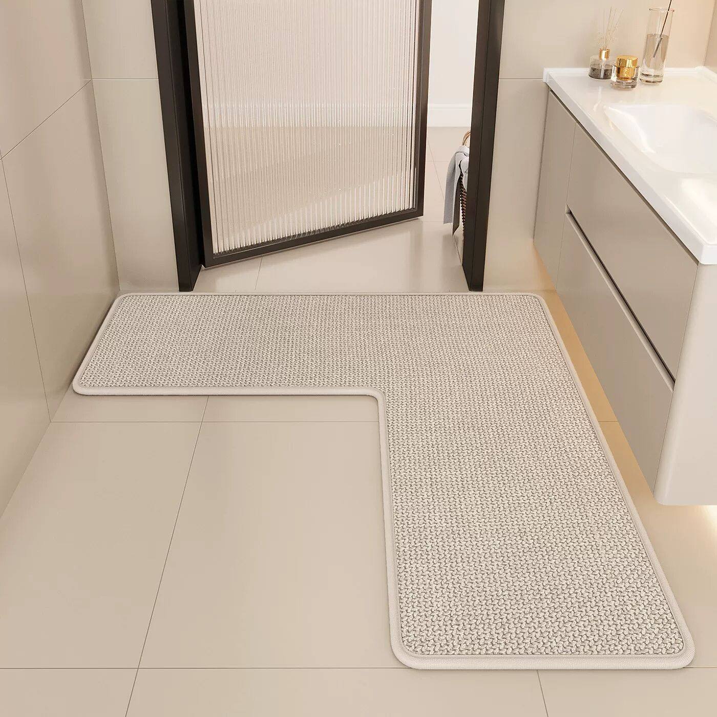 l型转角浴室地垫化妆室吸水凉垫子L形门口踩脚垫厕所进门地毯防滑,居家布艺,厨房地垫,淘宝优惠券,粉丝福利购,淘宝优惠卷