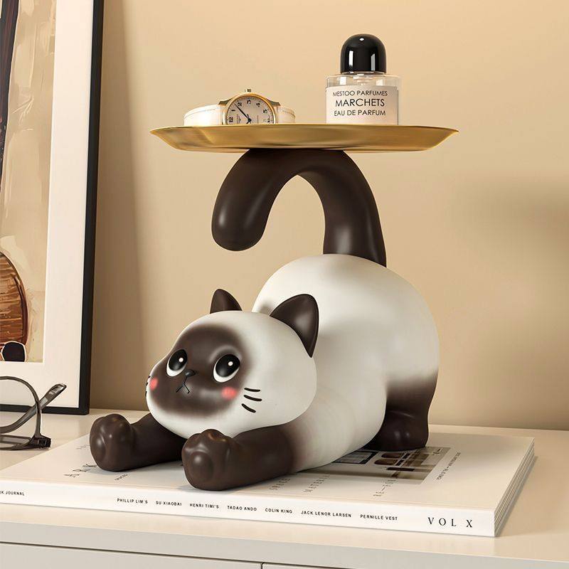 小猫元素礼物可爱暹罗猫托盘爱意表达钥匙收纳玄关鞋柜摆件客厅酒,家居饰品,装饰摆件,淘宝优惠券,粉丝福利购,淘宝优惠卷