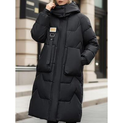 Women's Casual Long Hooded Jacket Thick Warm Puffer Coat
