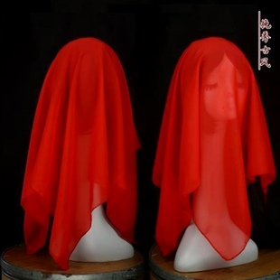 挽秀古风新娘汉服红盖头头纱中式秀禾结婚雪纺飘逸喜帕古装传统婚