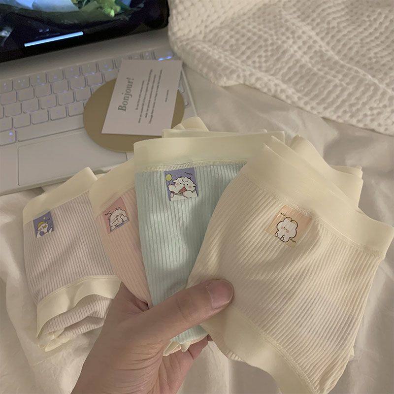 3条装肌感超柔甜美莫代尔无痕内裤女纯棉档抗菌学生卡通三角裤ins